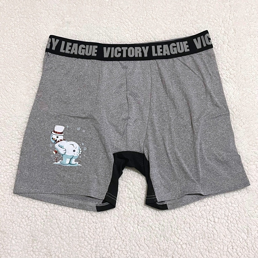 Victory‎ League Small (28-30) Winter Moon Snowman Boxer Briefs Gray Performance